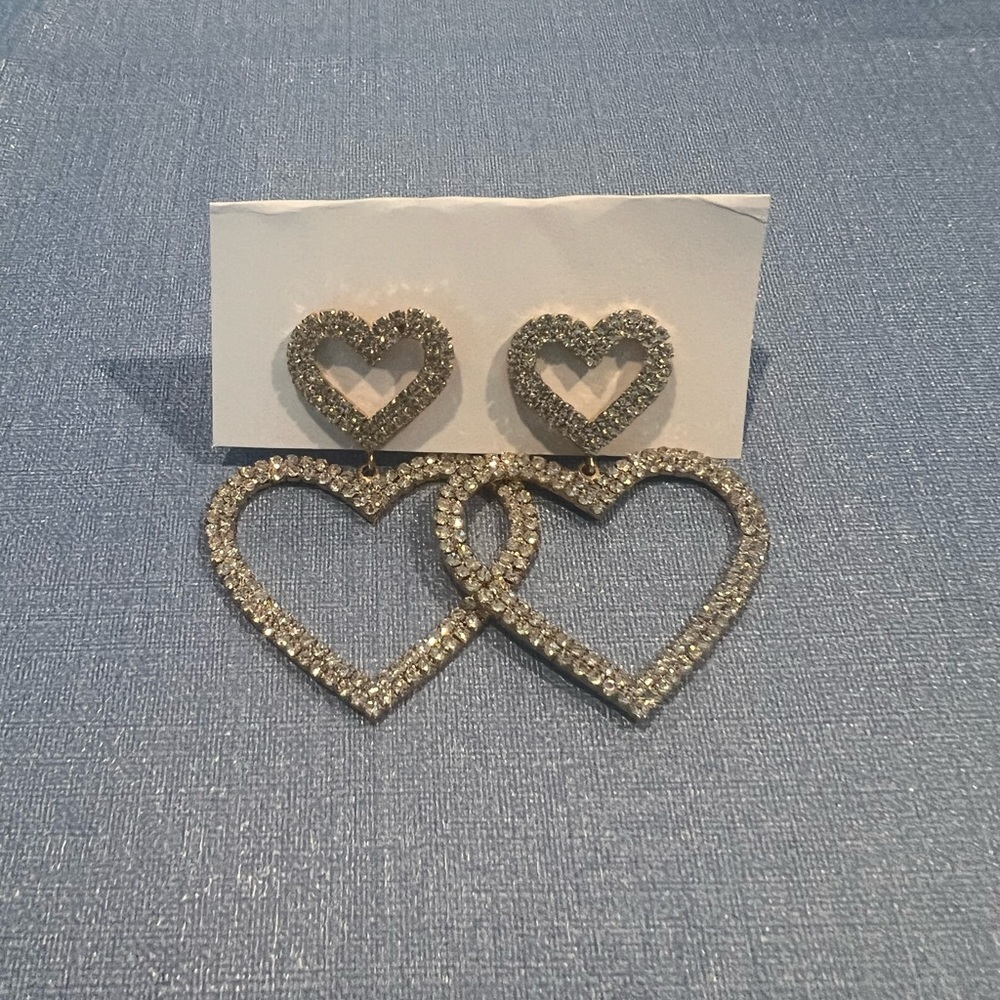 Rhinestone Heart Drop Earrings
